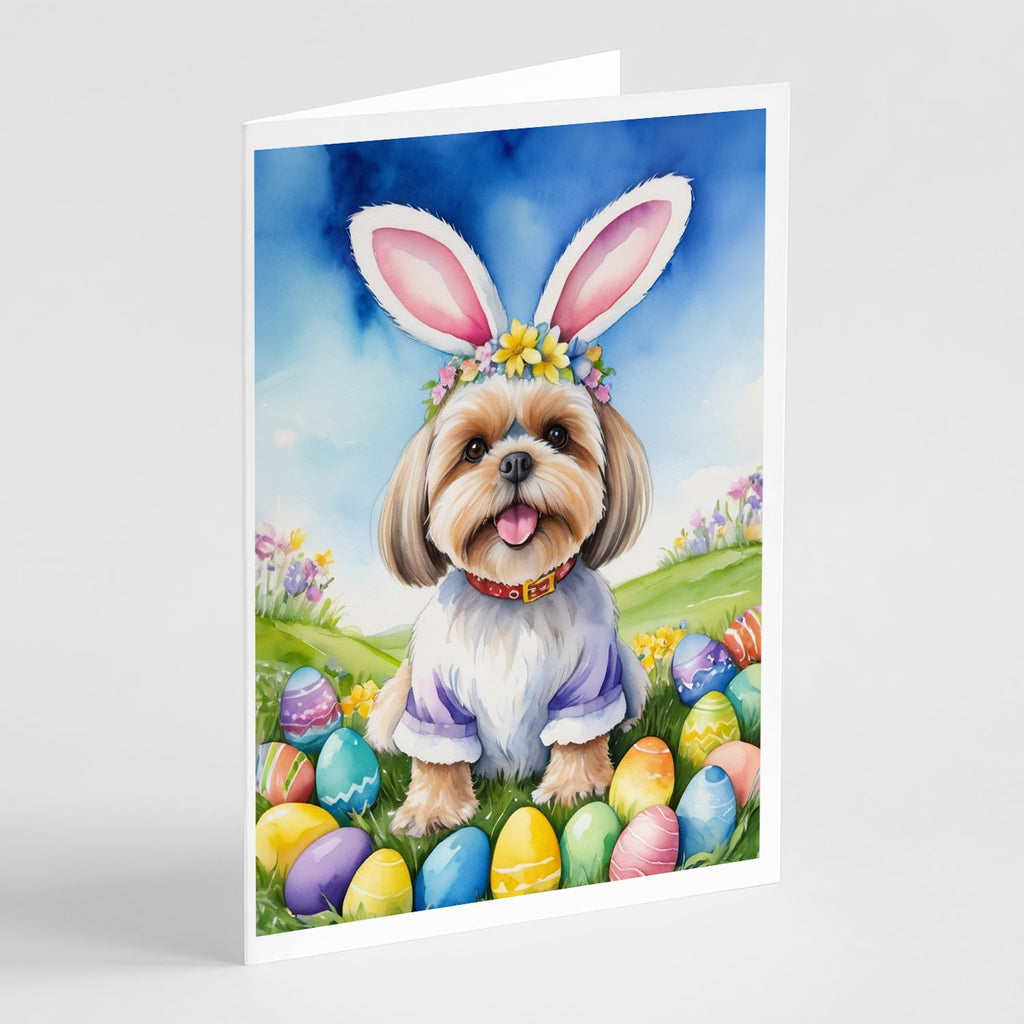 Lhasa Apso Easter Egg Hunt Greeting Cards Pack of 8 Blank Cards with Envelopes Whimsical A7 Size 5x7