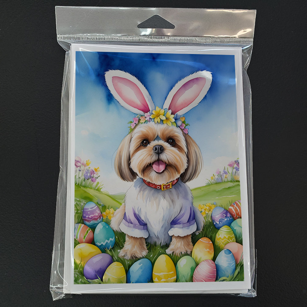 Lhasa Apso Easter Egg Hunt Greeting Cards Pack of 8 Blank Cards with Envelopes Whimsical A7 Size 5x7