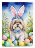 Lhasa Apso Easter Egg Hunt House Flag 28x40 Porch Sleeve Pole Decorative Outside Yard Banner Artwork Wall Hanging, Polyester