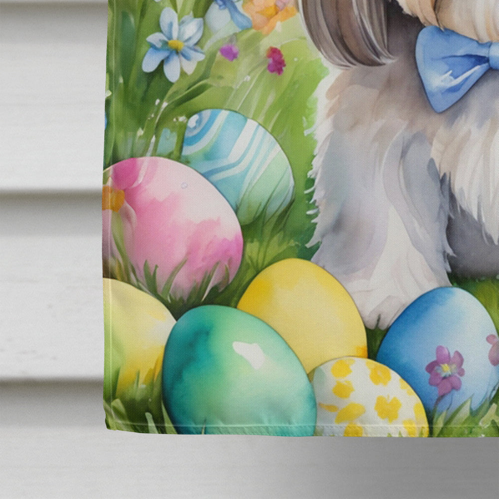 Lhasa Apso Easter Egg Hunt House Flag 28x40 Porch Sleeve Pole Decorative Outside Yard Banner Artwork Wall Hanging, Polyester