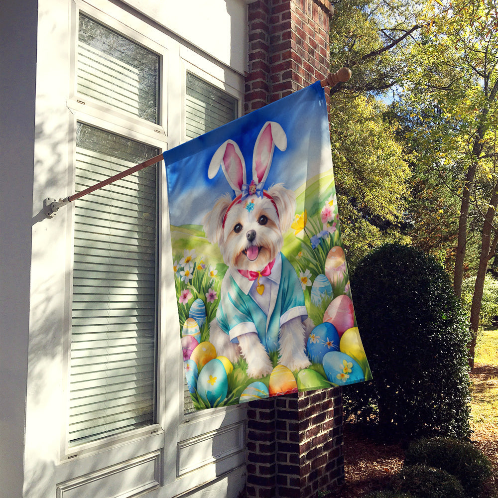 Maltese Easter Egg Hunt House Flag 28x40 Porch Sleeve Pole Decorative Outside Yard Banner Artwork Wall Hanging, Polyester
