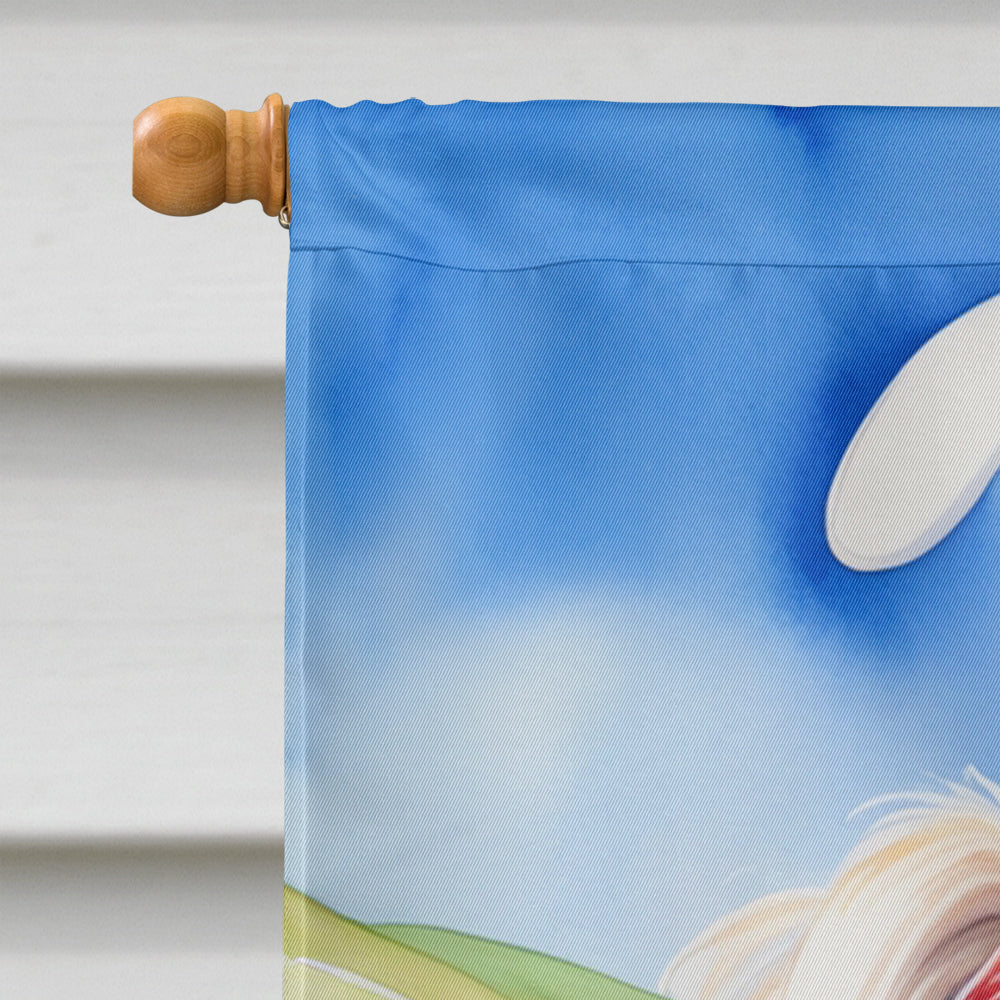 Maltese Easter Egg Hunt House Flag 28x40 Porch Sleeve Pole Decorative Outside Yard Banner Artwork Wall Hanging, Polyester