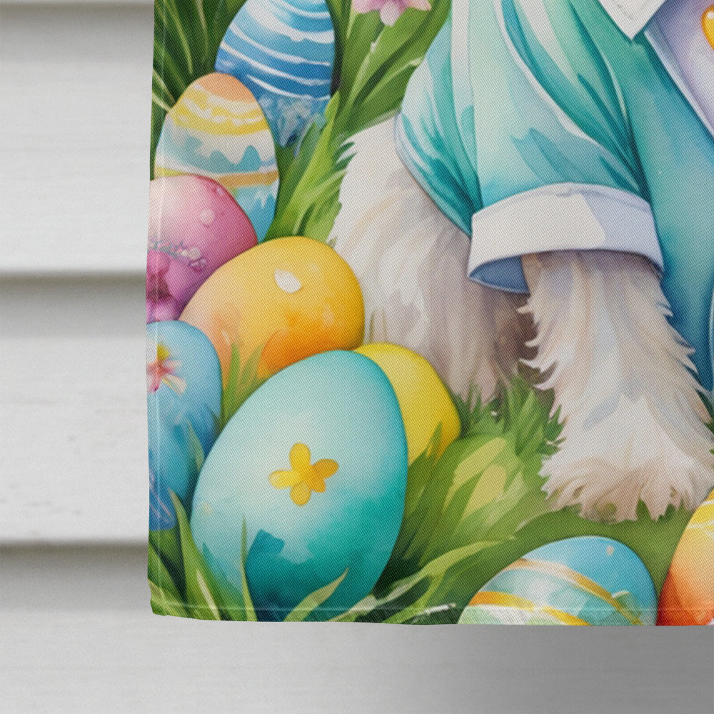 Maltese Easter Egg Hunt House Flag 28x40 Porch Sleeve Pole Decorative Outside Yard Banner Artwork Wall Hanging, Polyester