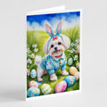 Maltese Easter Egg Hunt Greeting Cards Pack of 8 Blank Cards with Envelopes Whimsical A7 Size 5x7
