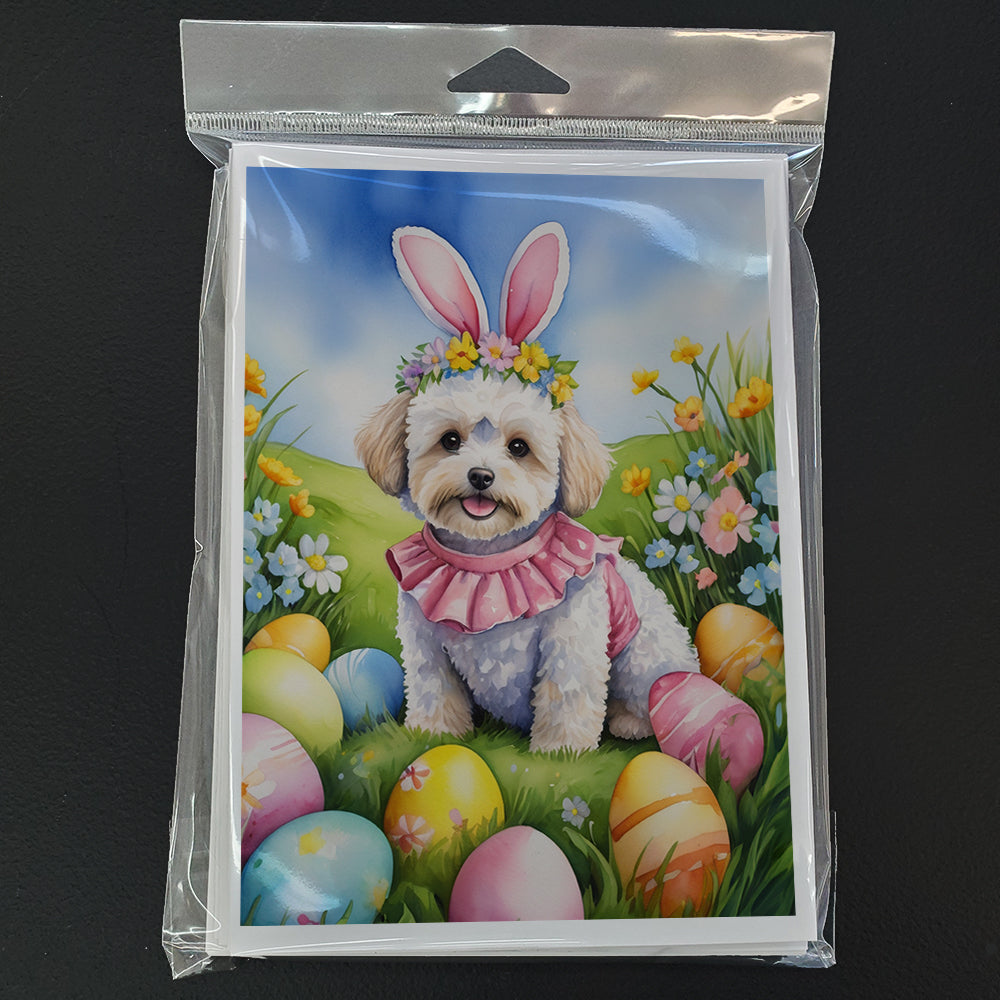 Maltipoo Easter Egg Hunt Greeting Cards Pack of 8 Blank Cards with Envelopes Whimsical A7 Size 5x7
