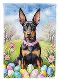 Manchester Terrier Easter Egg Hunt House Flag 28x40 Porch Sleeve Pole Decorative Outside Yard Banner Artwork Wall Hanging, Polyester