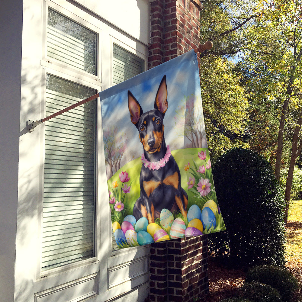 Manchester Terrier Easter Egg Hunt House Flag 28x40 Porch Sleeve Pole Decorative Outside Yard Banner Artwork Wall Hanging, Polyester