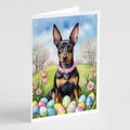 Manchester Terrier Easter Egg Hunt Greeting Cards Pack of 8 Blank Cards with Envelopes Whimsical A7 Size 5x7
