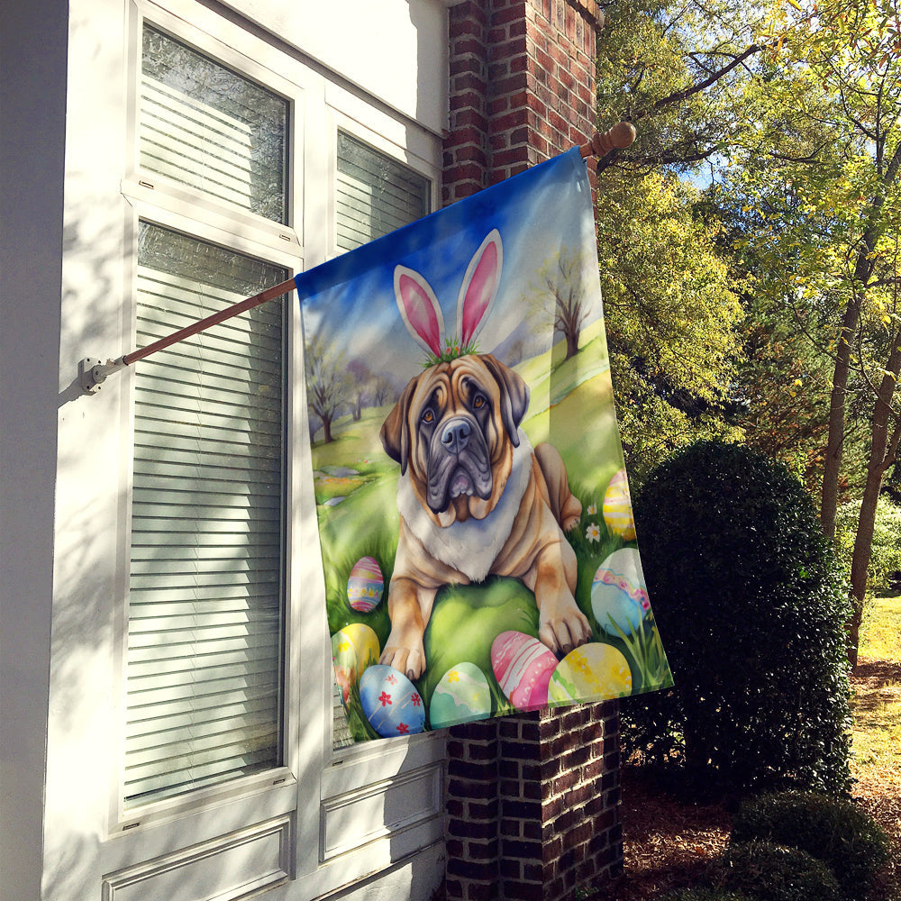 Mastiff Easter Egg Hunt House Flag 28x40 Porch Sleeve Pole Decorative Outside Yard Banner Artwork Wall Hanging, Polyester