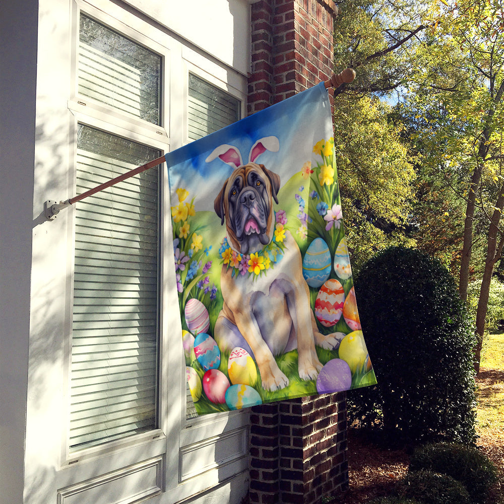 Mastiff Easter Egg Hunt House Flag 28x40 Porch Sleeve Pole Decorative Outside Yard Banner Artwork Wall Hanging, Polyester
