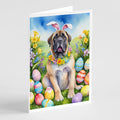 Mastiff Easter Egg Hunt Greeting Cards Pack of 8 Blank Cards with Envelopes Whimsical A7 Size 5x7