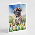 Mastiff Easter Egg Hunt Greeting Cards Pack of 8 Blank Cards with Envelopes Whimsical A7 Size 5x7