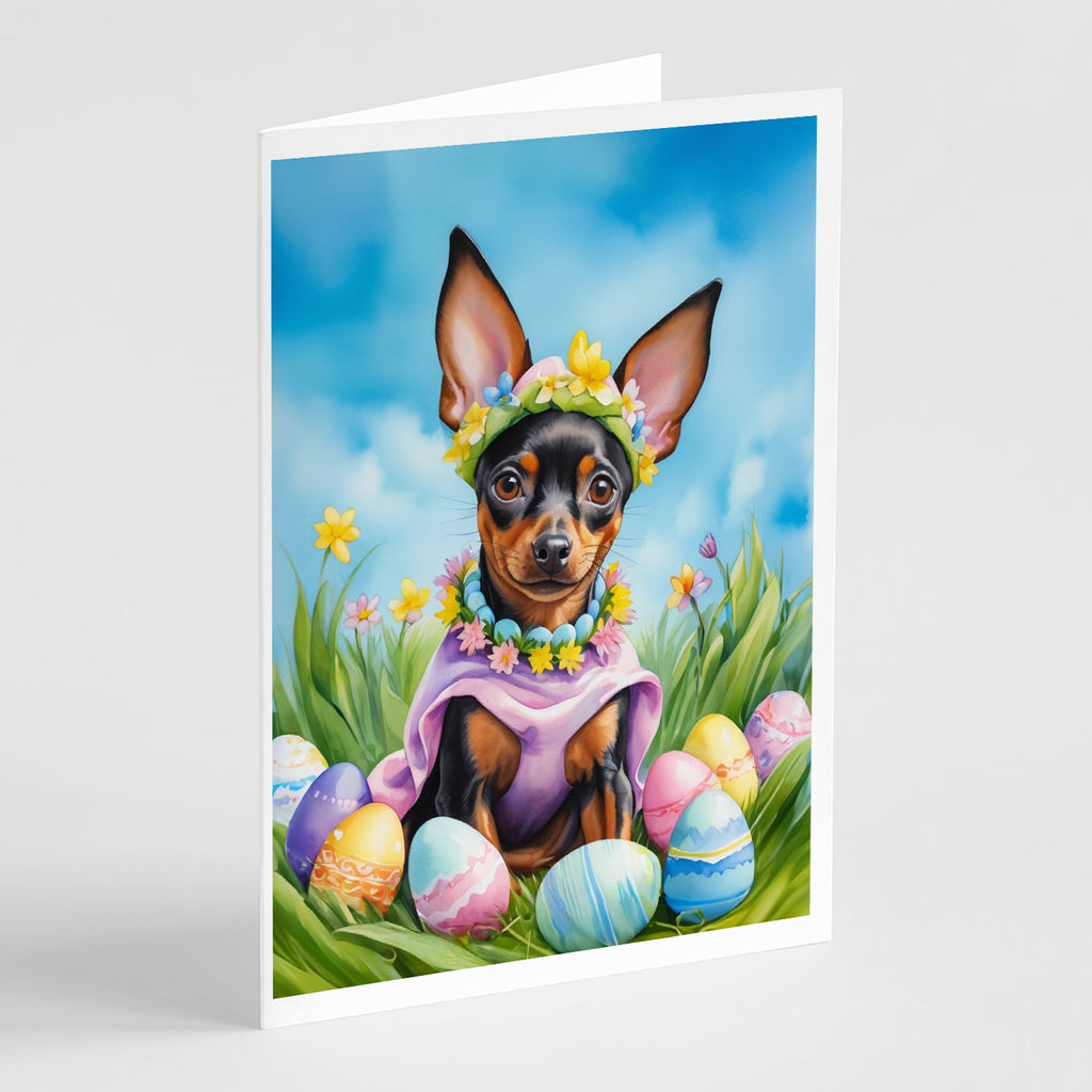 Miniature Pinscher Easter Egg Hunt Greeting Cards Pack of 8 Blank Cards with Envelopes Whimsical A7 Size 5x7