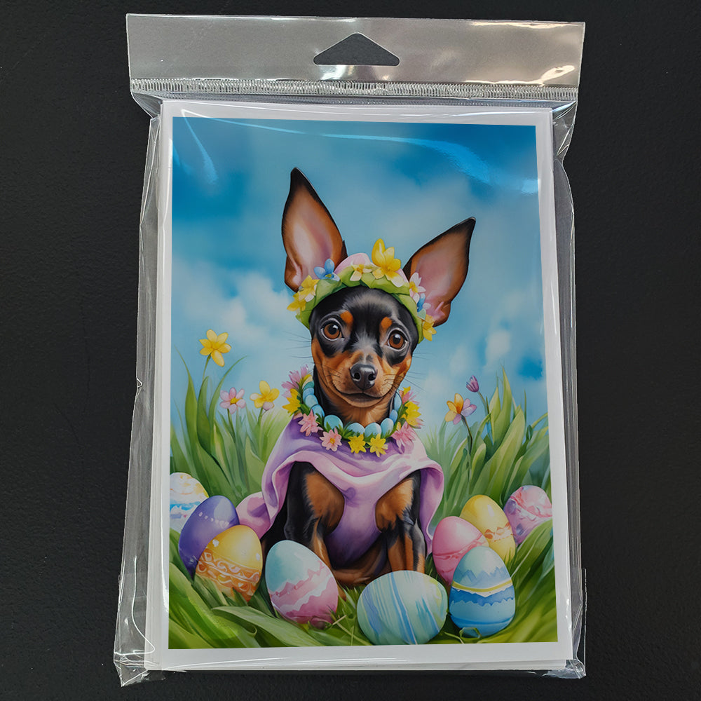 Miniature Pinscher Easter Egg Hunt Greeting Cards Pack of 8 Blank Cards with Envelopes Whimsical A7 Size 5x7