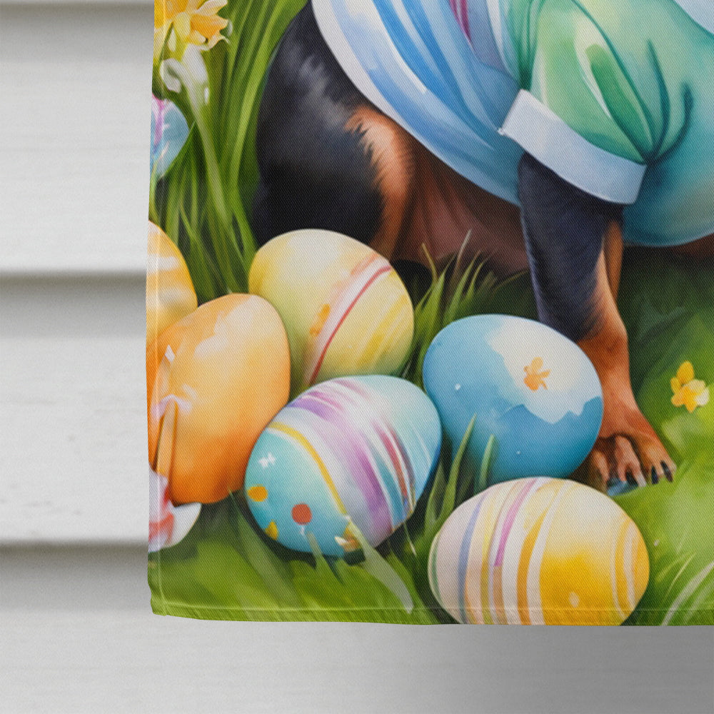 Miniature Pinscher Easter Egg Hunt House Flag 28x40 Porch Sleeve Pole Decorative Outside Yard Banner Artwork Wall Hanging, Polyester