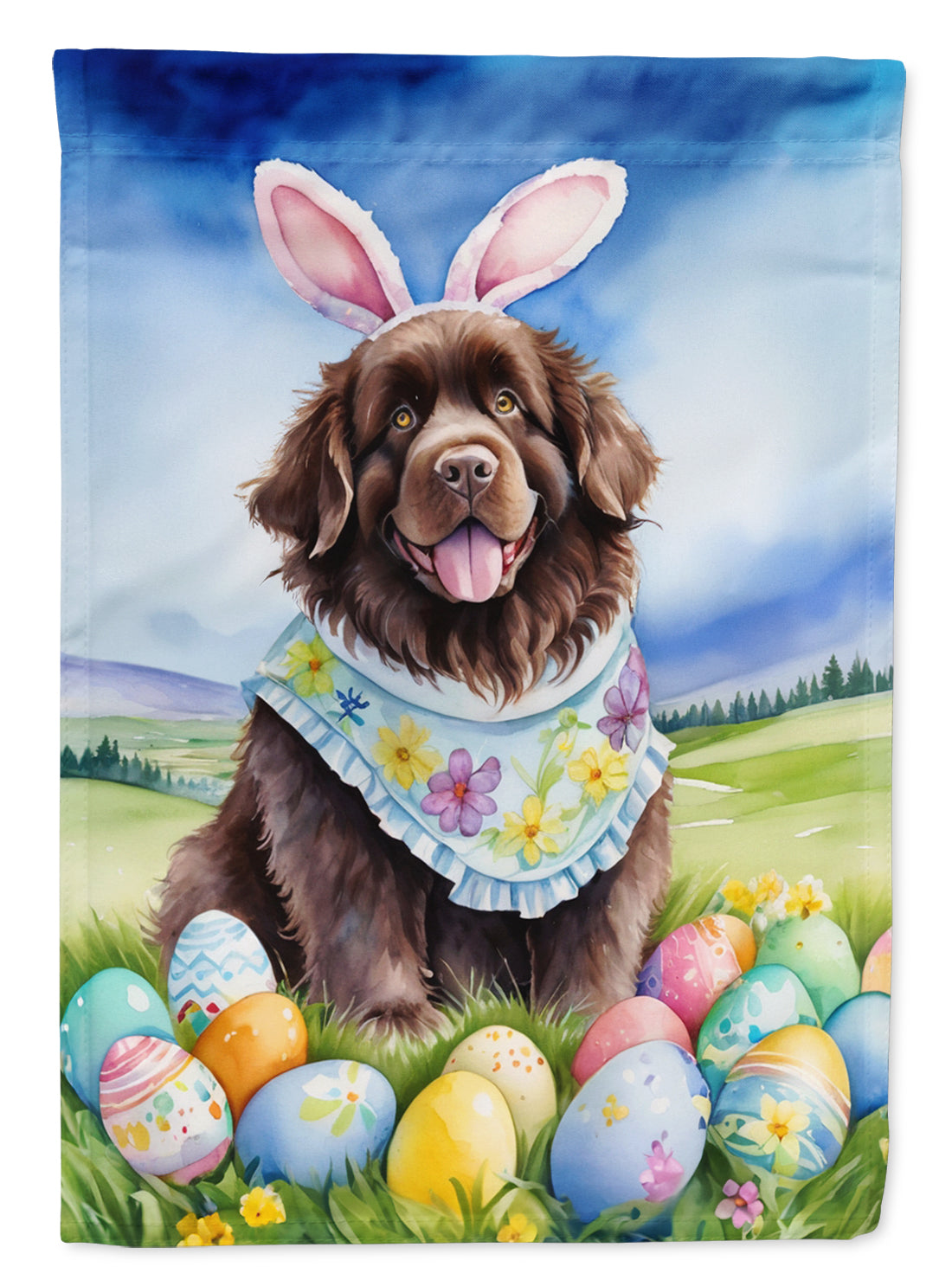Newfoundland Easter Egg Hunt House Flag 28x40 Porch Sleeve Pole Decorative Outside Yard Banner Artwork Wall Hanging, Polyester