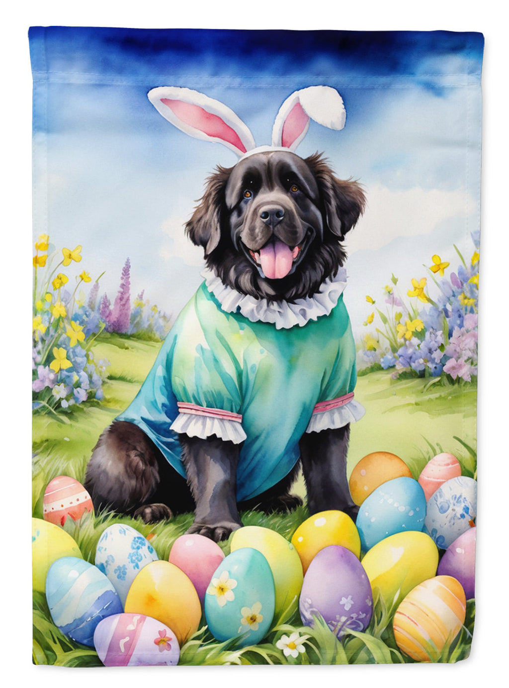 Newfoundland Easter Egg Hunt House Flag 28x40 Porch Sleeve Pole Decorative Outside Yard Banner Artwork Wall Hanging, Polyester