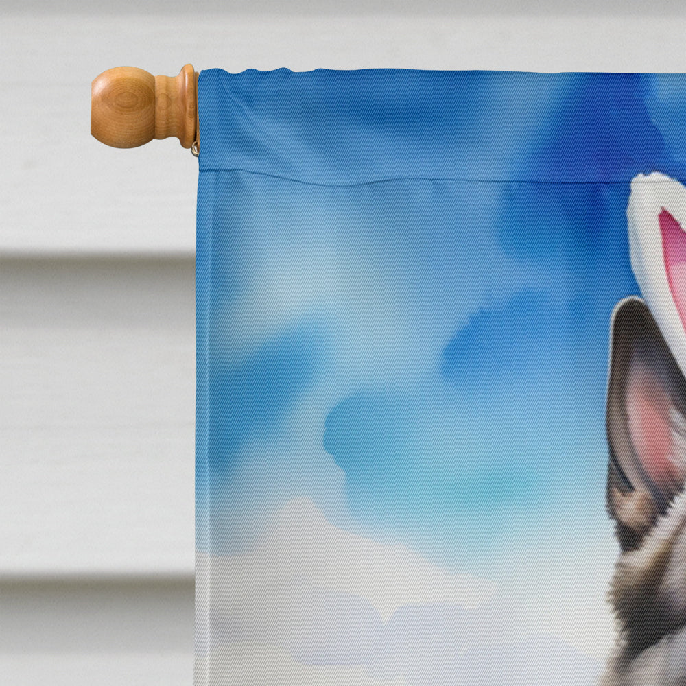 Norwegian Elkhound Easter Egg Hunt House Flag 28x40 Porch Sleeve Pole Decorative Outside Yard Banner Artwork Wall Hanging, Polyester
