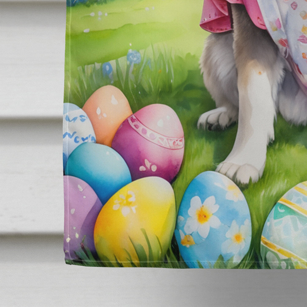 Norwegian Elkhound Easter Egg Hunt House Flag 28x40 Porch Sleeve Pole Decorative Outside Yard Banner Artwork Wall Hanging, Polyester