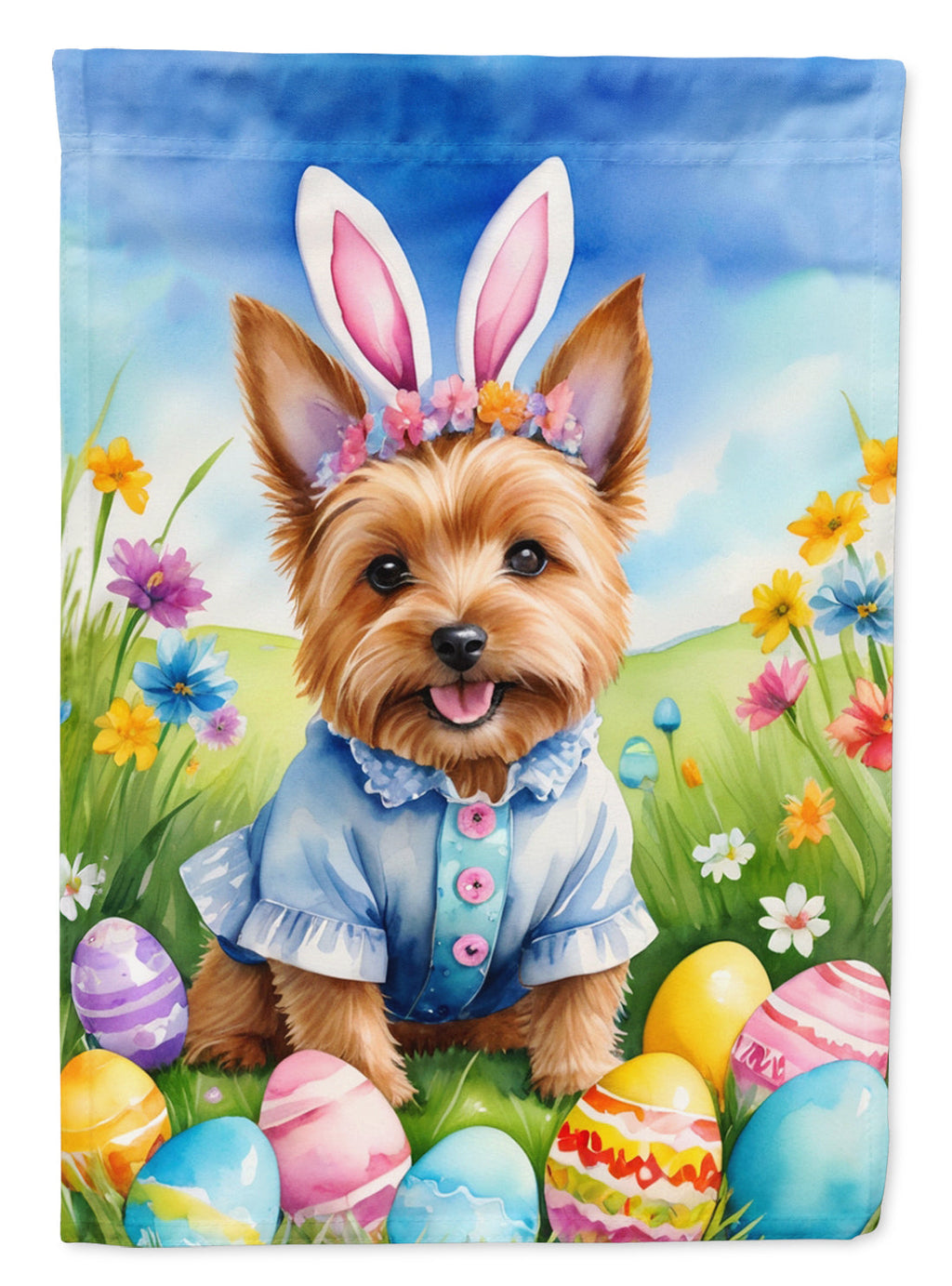 Norwich Terrier Easter Egg Hunt House Flag 28x40 Porch Sleeve Pole Decorative Outside Yard Banner Artwork Wall Hanging, Polyester