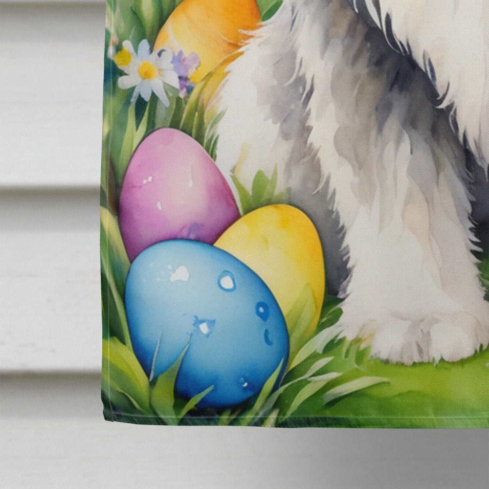 Old English Sheepdog Easter Egg Hunt House Flag 28x40 Porch Sleeve Pole Decorative Outside Yard Banner Artwork Wall Hanging, Polyester