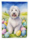 Old English Sheepdog Easter Egg Hunt House Flag 28x40 Porch Sleeve Pole Decorative Outside Yard Banner Artwork Wall Hanging, Polyester