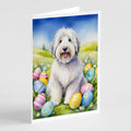 Old English Sheepdog Easter Egg Hunt Greeting Cards Pack of 8 Blank Cards with Envelopes Whimsical A7 Size 5x7
