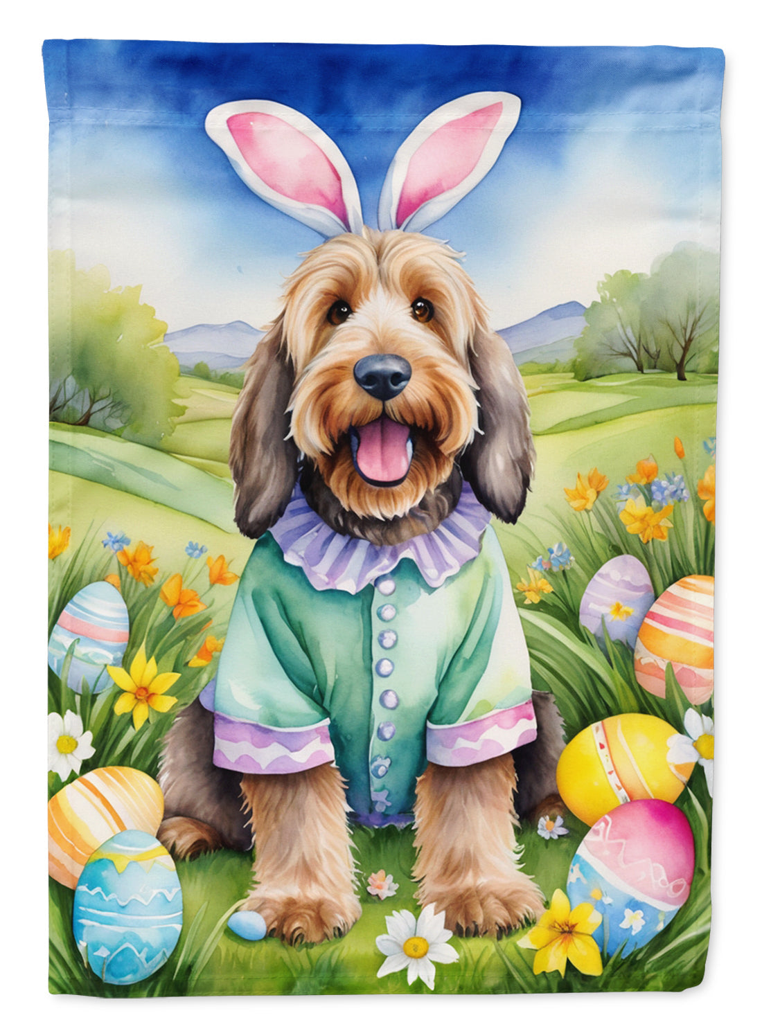Otterhound Easter Egg Hunt House Flag 28x40 Porch Sleeve Pole Decorative Outside Yard Banner Artwork Wall Hanging, Polyester