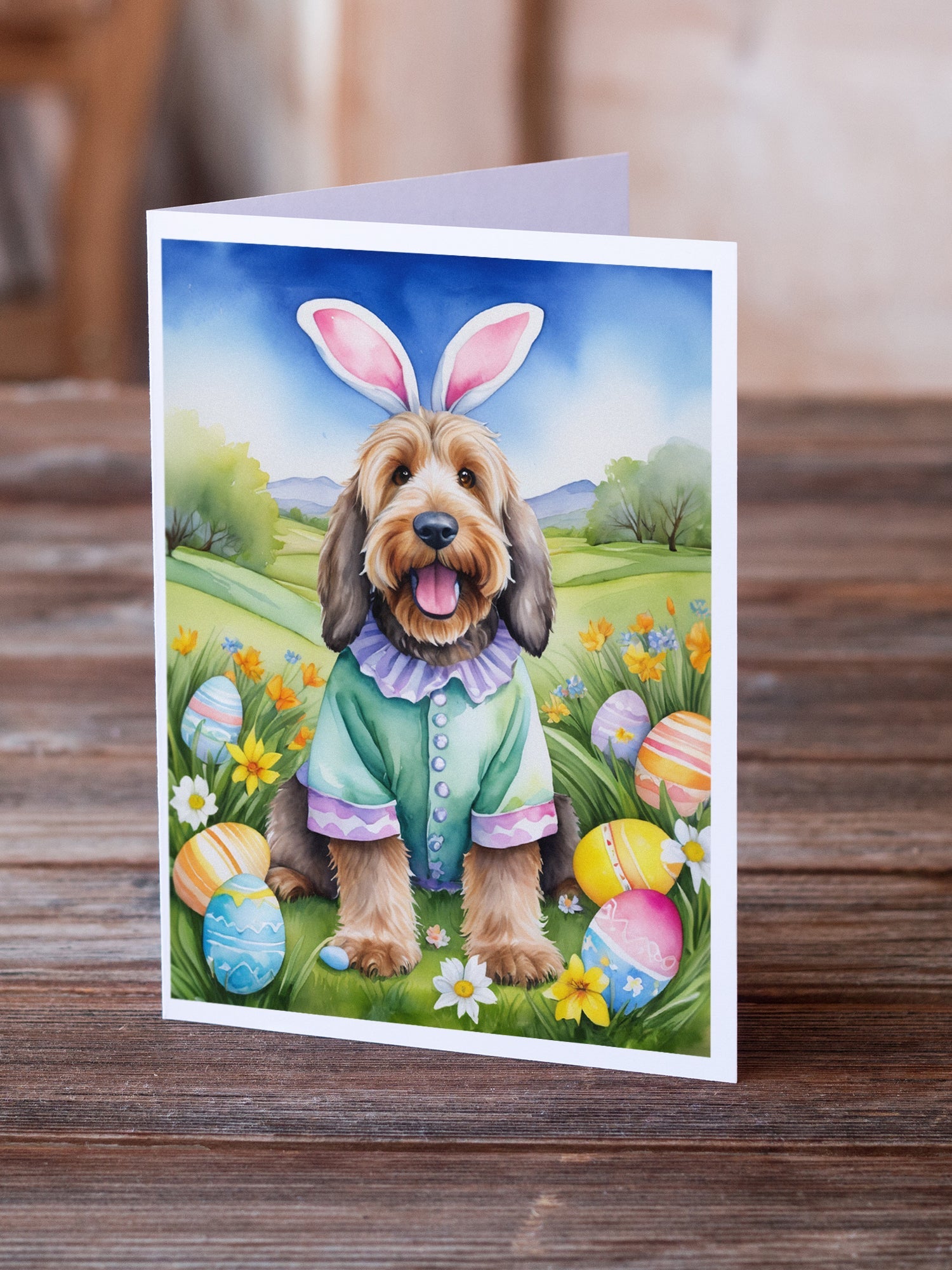 Otterhound Easter Egg Hunt Greeting Cards Pack of 8 Blank Cards with Envelopes Whimsical A7 Size 5x7