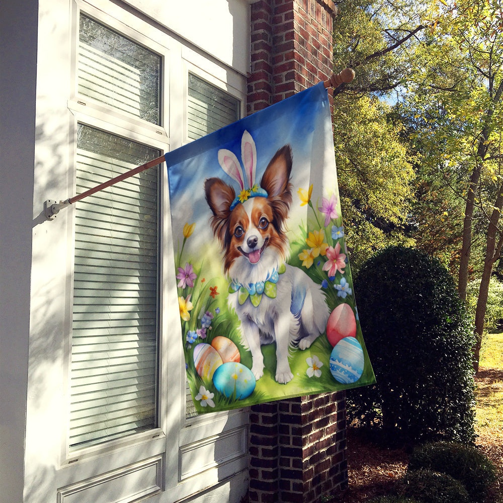 Papillon Easter Egg Hunt House Flag 28x40 Porch Sleeve Pole Decorative Outside Yard Banner Artwork Wall Hanging, Polyester