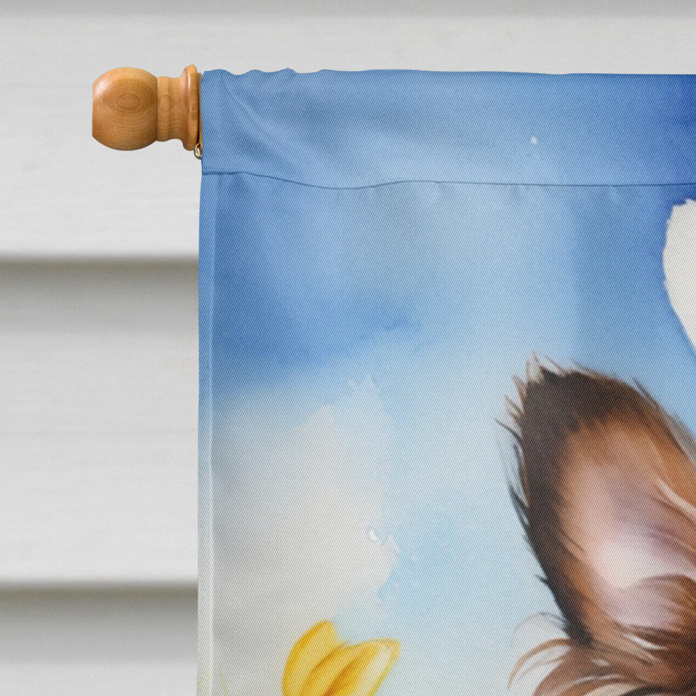 Papillon Easter Egg Hunt House Flag 28x40 Porch Sleeve Pole Decorative Outside Yard Banner Artwork Wall Hanging, Polyester