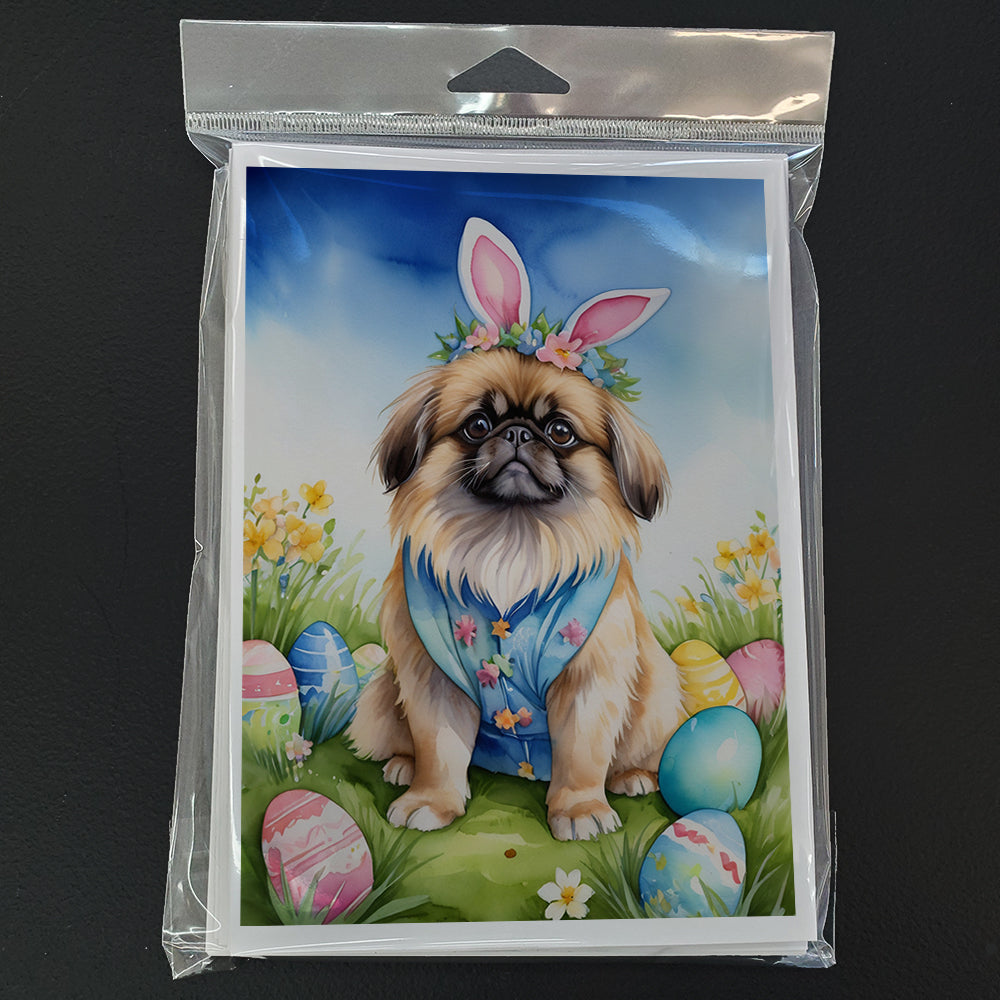 Pekingese Easter Egg Hunt Greeting Cards Pack of 8 Blank Cards with Envelopes Whimsical A7 Size 5x7