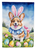 Corgi Easter Egg Hunt House Flag 28x40 Porch Sleeve Pole Decorative Outside Yard Banner Artwork Wall Hanging, Polyester