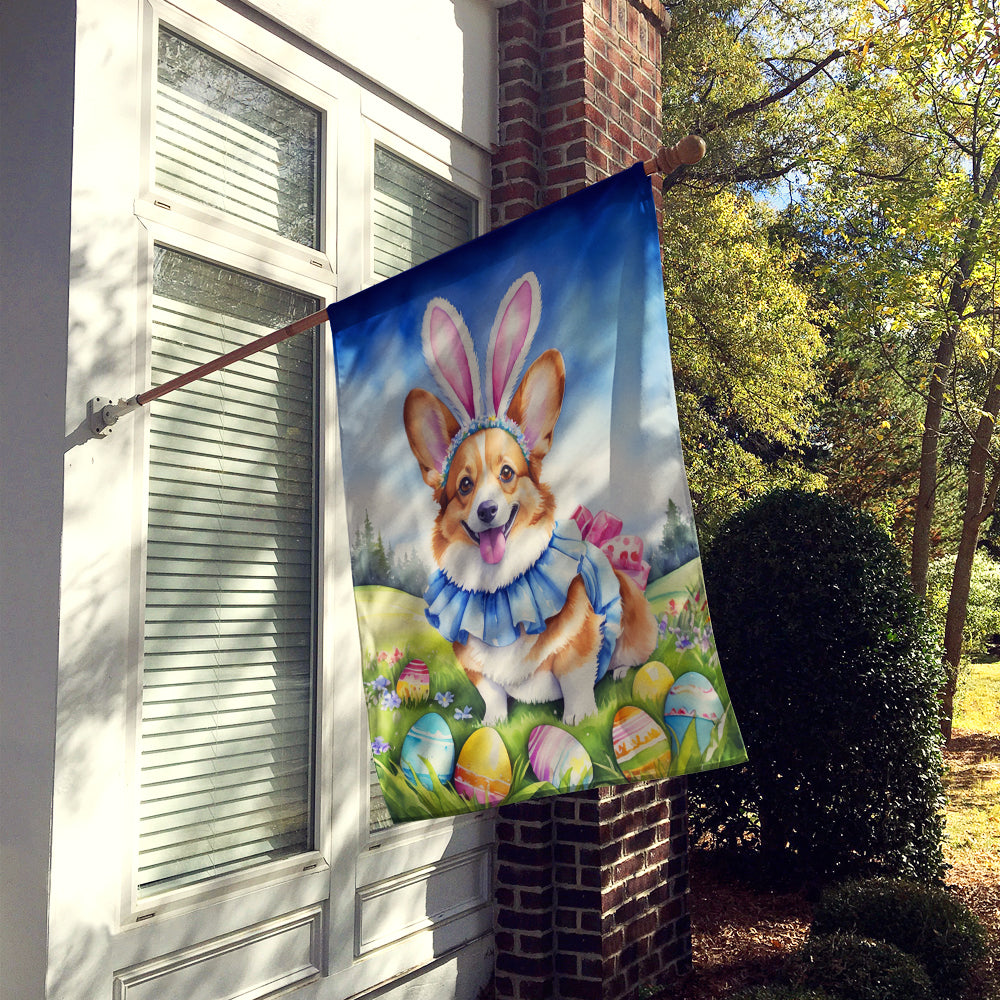 Corgi Easter Egg Hunt House Flag 28x40 Porch Sleeve Pole Decorative Outside Yard Banner Artwork Wall Hanging, Polyester