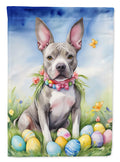 Pit Bull Terrier Easter Egg Hunt House Flag 28x40 Porch Sleeve Pole Decorative Outside Yard Banner Artwork Wall Hanging, Polyester