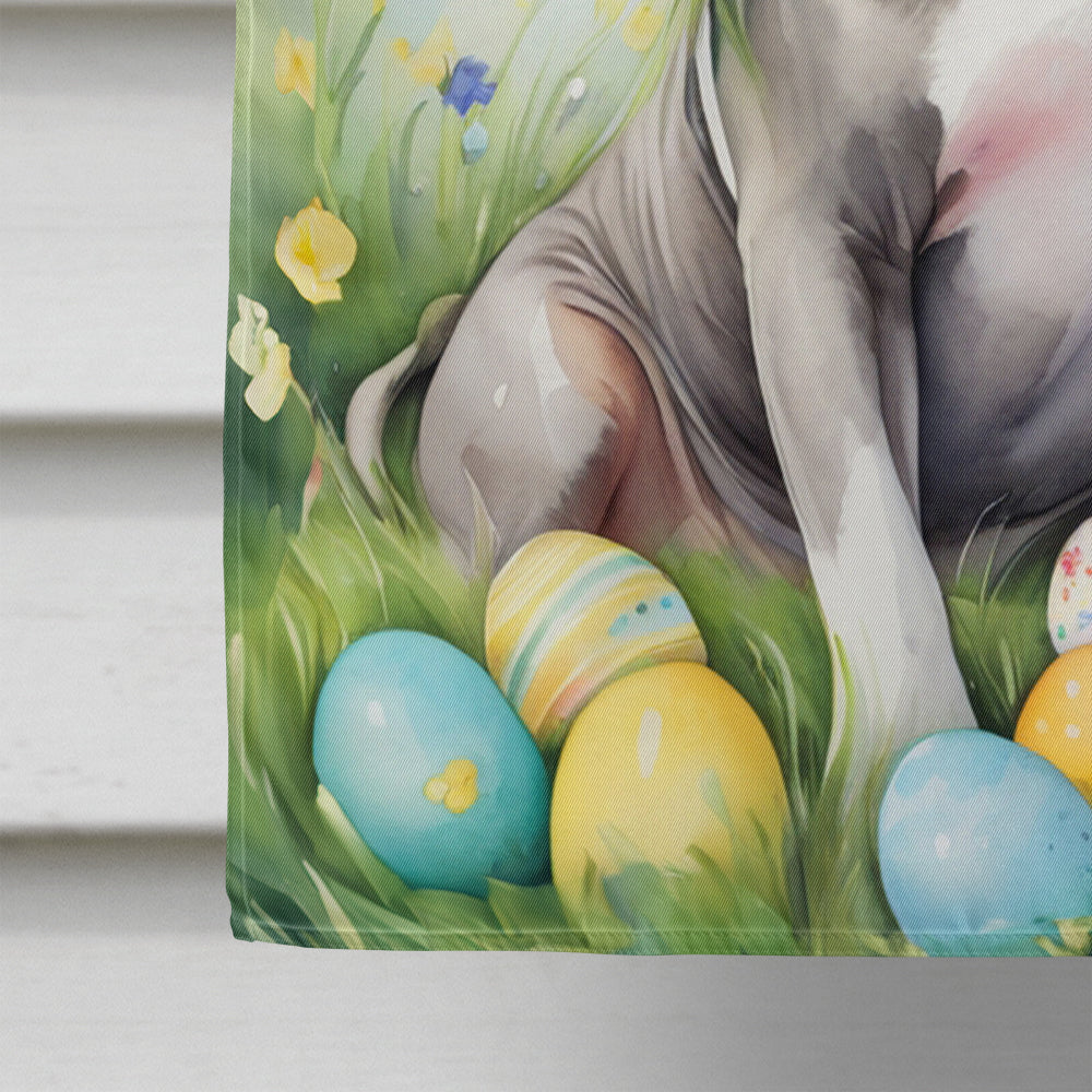 Pit Bull Terrier Easter Egg Hunt House Flag 28x40 Porch Sleeve Pole Decorative Outside Yard Banner Artwork Wall Hanging, Polyester