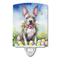 Pit Bull Terrier Easter Egg Hunt Ceramic Night Light Compact, UL-Certified, Ideal for Bedroom, Bathroom, Nursery, Hallway, Kitchen, 6x4x3, Multicolor