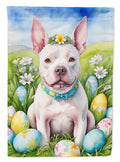 Pit Bull Terrier Easter Egg Hunt House Flag 28x40 Porch Sleeve Pole Decorative Outside Yard Banner Artwork Wall Hanging, Polyester