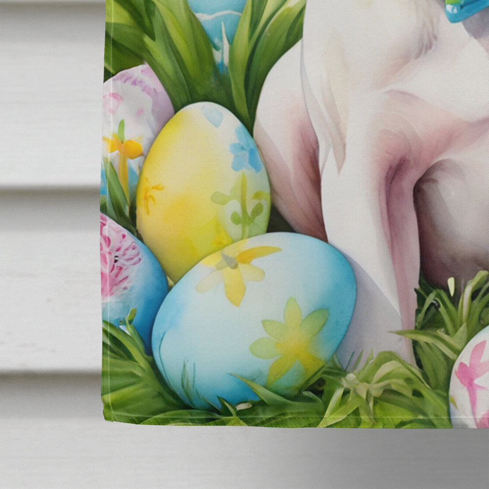 Pit Bull Terrier Easter Egg Hunt House Flag 28x40 Porch Sleeve Pole Decorative Outside Yard Banner Artwork Wall Hanging, Polyester