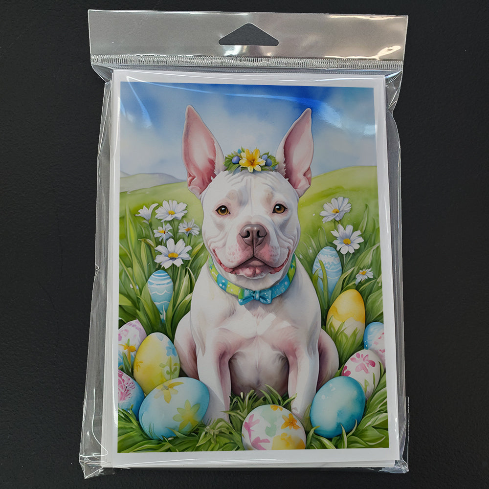 Pit Bull Terrier Easter Egg Hunt Greeting Cards Pack of 8 Blank Cards with Envelopes Whimsical A7 Size 5x7