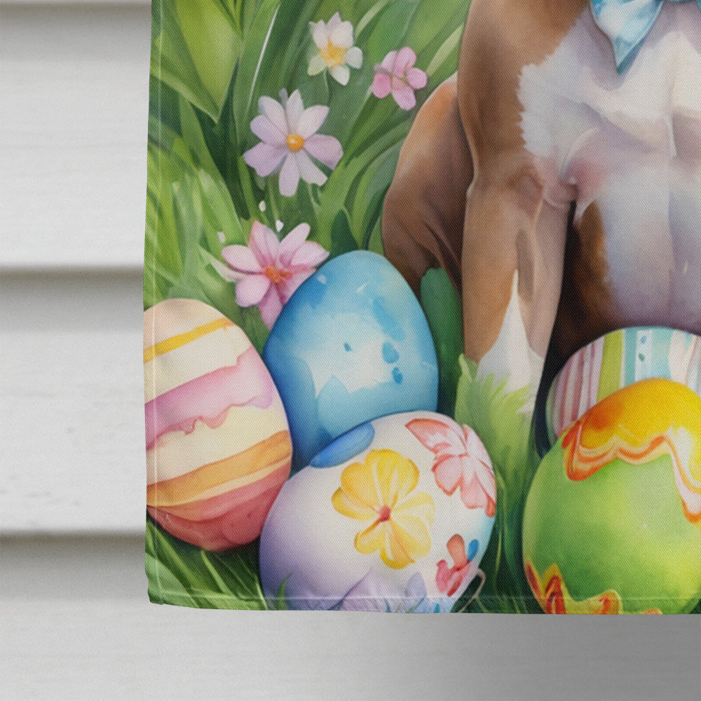 Pit Bull Terrier Easter Egg Hunt House Flag 28x40 Porch Sleeve Pole Decorative Outside Yard Banner Artwork Wall Hanging, Polyester