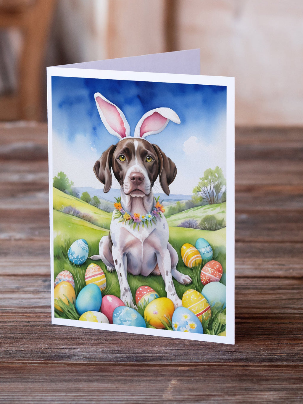 Pointer Easter Egg Hunt Greeting Cards Pack of 8 Blank Cards with Envelopes Whimsical A7 Size 5x7