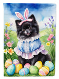 Pomeranian Easter Egg Hunt House Flag 28x40 Porch Sleeve Pole Decorative Outside Yard Banner Artwork Wall Hanging, Polyester