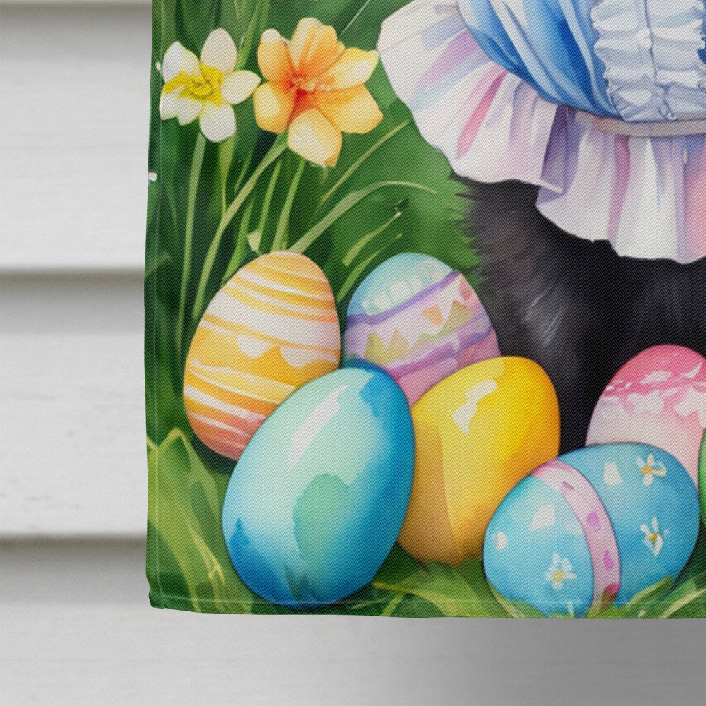 Pomeranian Easter Egg Hunt House Flag 28x40 Porch Sleeve Pole Decorative Outside Yard Banner Artwork Wall Hanging, Polyester