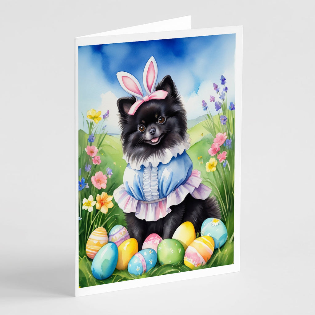 Pomeranian Easter Egg Hunt Greeting Cards Pack of 8 Blank Cards with Envelopes Whimsical A7 Size 5x7