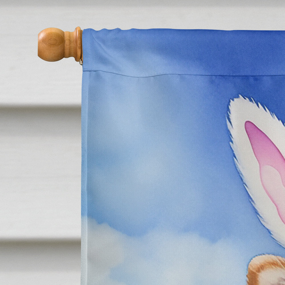 Pomeranian Easter Egg Hunt House Flag 28x40 Porch Sleeve Pole Decorative Outside Yard Banner Artwork Wall Hanging, Polyester