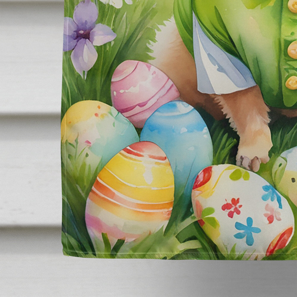 Pomeranian Easter Egg Hunt House Flag 28x40 Porch Sleeve Pole Decorative Outside Yard Banner Artwork Wall Hanging, Polyester