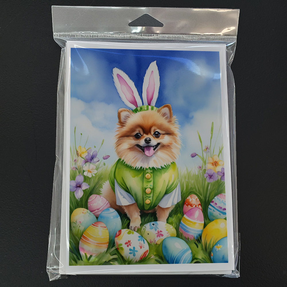 Pomeranian Easter Egg Hunt Greeting Cards Pack of 8 Blank Cards with Envelopes Whimsical A7 Size 5x7