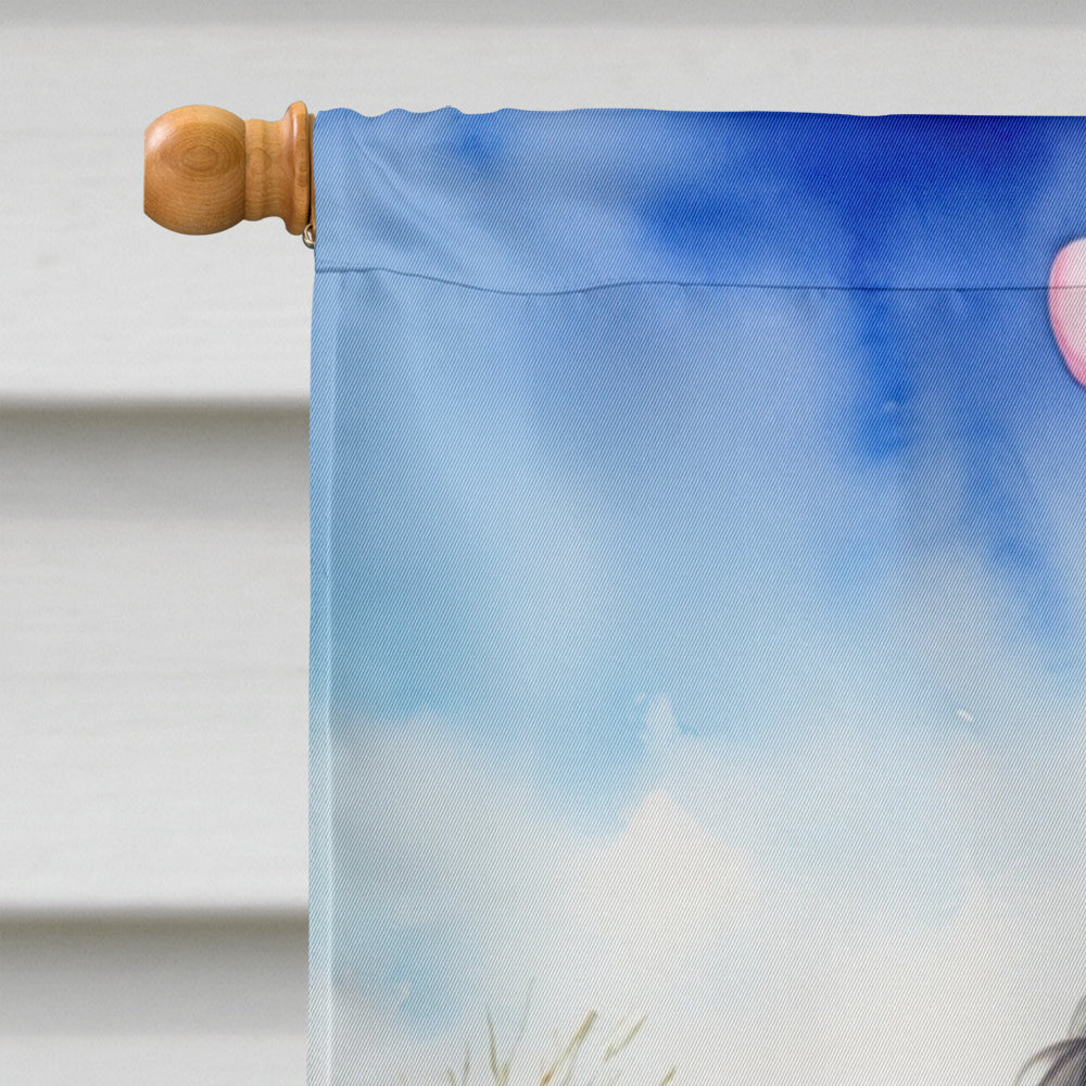 Black Poodle Easter Egg Hunt House Flag 28x40 Porch Sleeve Pole Decorative Outside Yard Banner Artwork Wall Hanging, Polyester