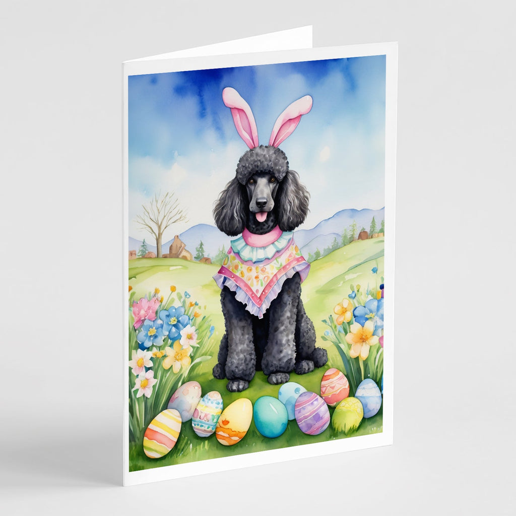 Black Poodle Easter Egg Hunt Greeting Cards Pack of 8 Blank Cards with Envelopes Whimsical A7 Size 5x7